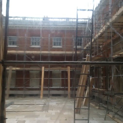 Scaffolding in courtyard of Osterley House (image: Laura Brooks)